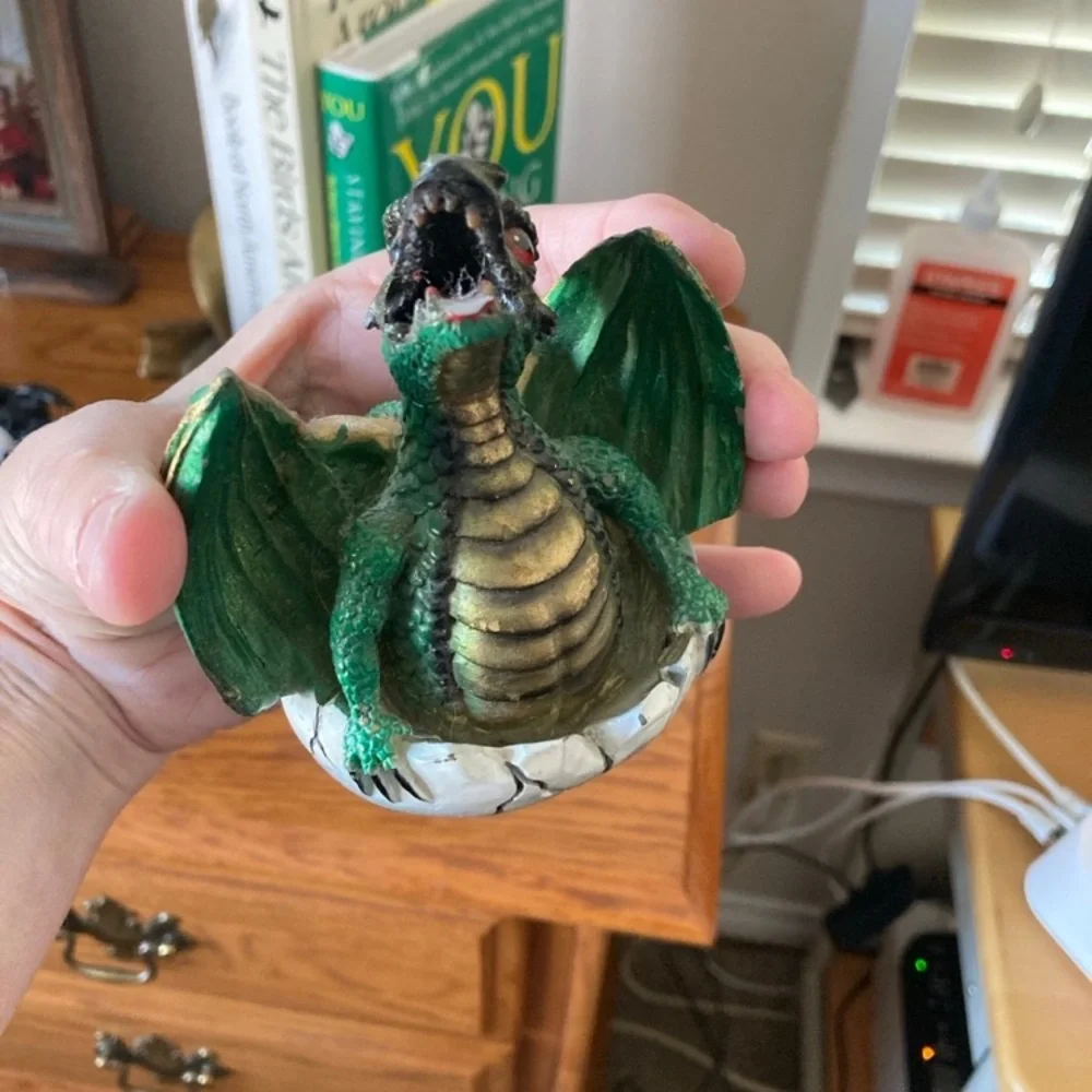 Emerald Hatchling Dragon Figurine - Picture 2 of 2